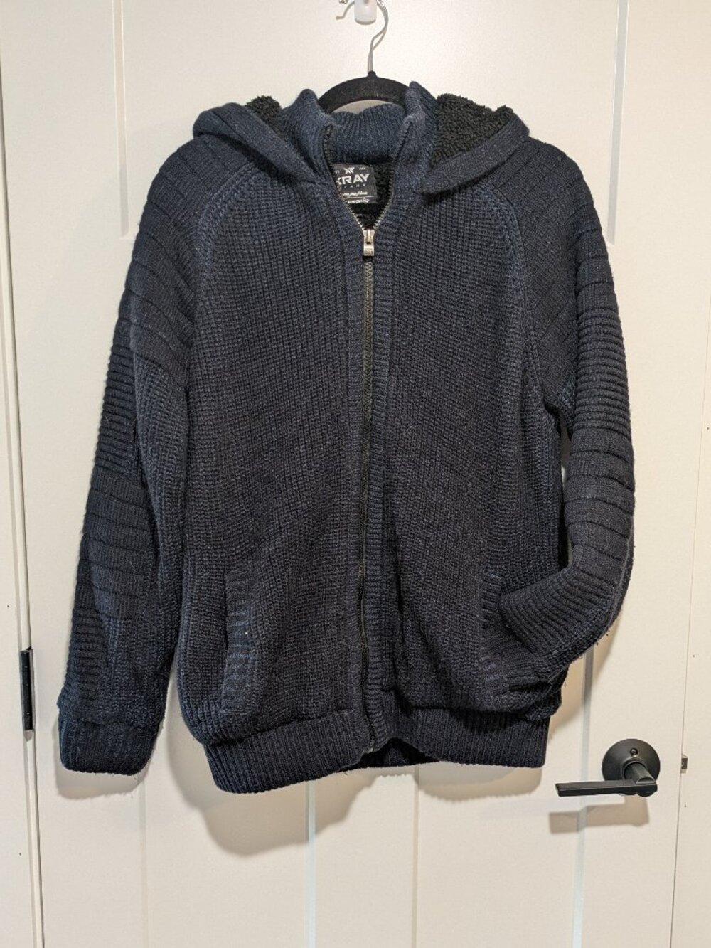 XRAY Jeans Men’s Sherpa-Lined Full-Zip Knit Sweater Jacket